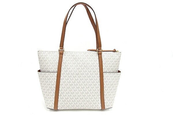 Michael Kors Tote Bag Nomad 30T0GNXT9B Off White Brown PVC Leather Used Shoulder thumbnail 2