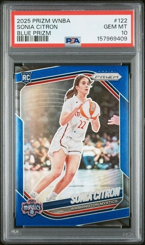 2025 WNBA Panini Prizm Sonia Citron Blue TRUE Rookie Card /199 PSA 10 POP 1