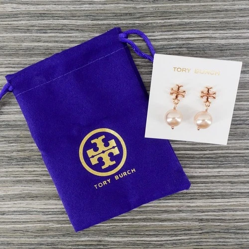 Tory Burch Faux Pearl Logo Ohrhänger Rosegold OS - Bild 7 von 12