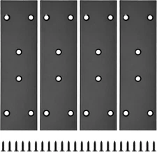 4Pcs Flat Straight Brace Brackets Stainless Steel, Black Fixing Mending Joining 