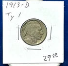 1913-D T-1 Buffalo Nickel - Better Grade - Almost Full Horn