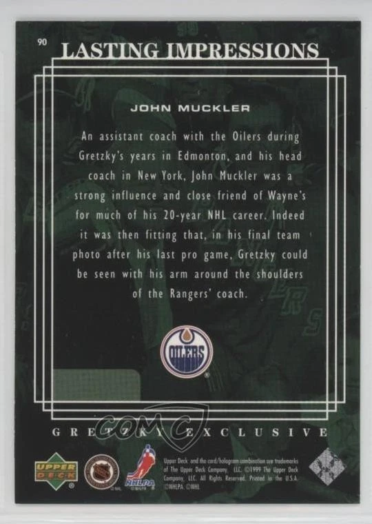 1999-00 Upper Deck Gretzky Exclusive John Muckler Wayne Gretzky #90 HOF - Image 2 of 2