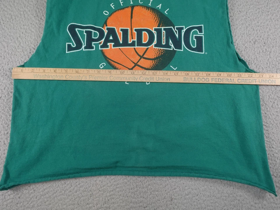 Camiseta sin mangas Spalding vintage para hombre extra grande XL verde camiseta gráfica de baloncesto Foto 3 de 4