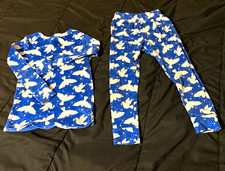 Girls Size 4 Blue/White Animal Print 2-Piece Pajama Set Long Sleeve Pullover