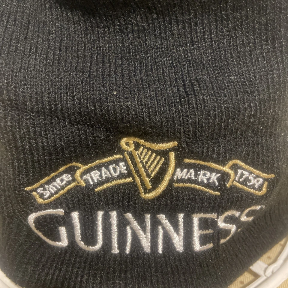 Gorro vintage Guinness irlandés Stout cerveza calavera bordado negro Foto 2 de 4
