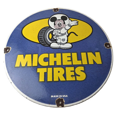 Vintage Michelin Tires Sign - Gas Pump Automobile Mickey Mouse Sign