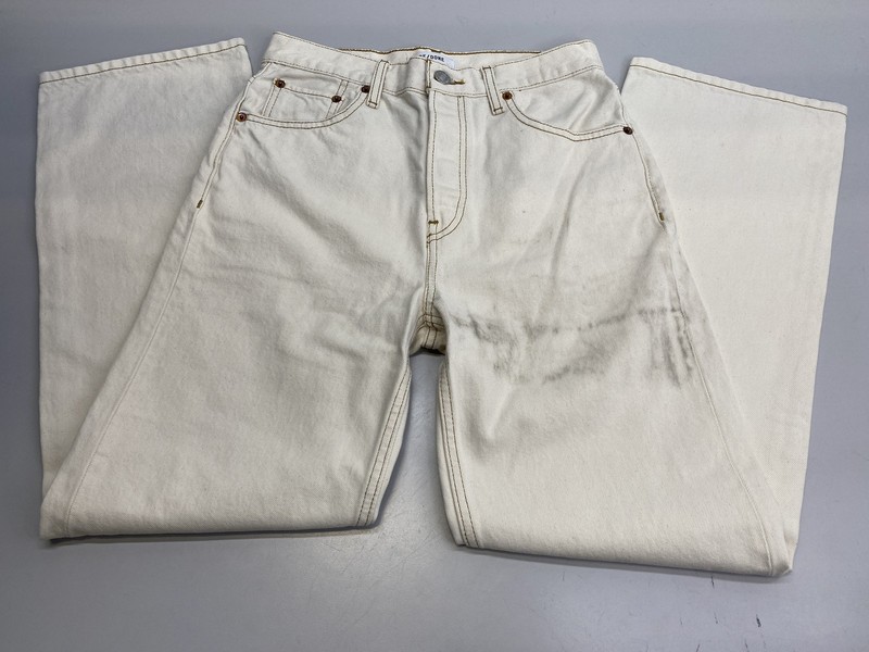 RE/DONE Womens Jean Vintage White Beige Size 23 Stretch Mid Rise Wide Leg Crop