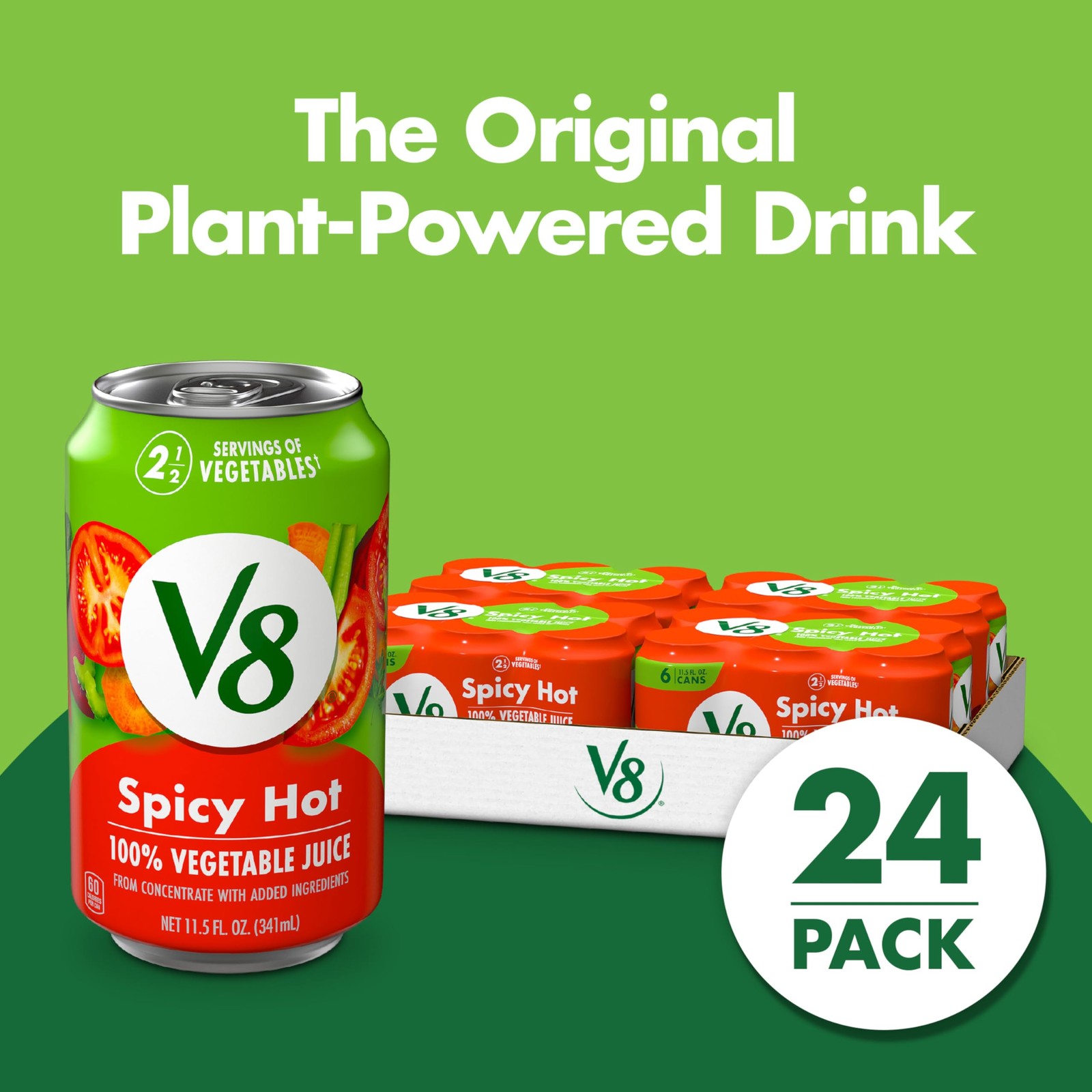 V8 Spicy Hot 100% Vegetable Juice, 11.5 fl oz Can (24 Pack)