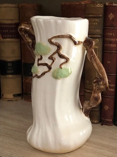 Roseville Art Pottery Ming Tree Vase cream 582-8 Vintage 2 branch style handles
