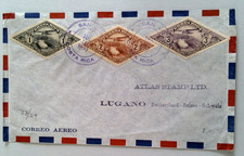 1937 Costa Rica Airmail Cover to Switzerland Diamond Biplane Stamps Volcan Poas