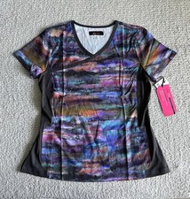 Koi Lite Scrub Top Women  s Sz Medium Smokey Hayze Purple Marble Stretch Nursing