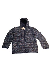 Eddie Bauer Kids XL 16 Hooded Puffer Jacket Floral Navy Blue New w Tags