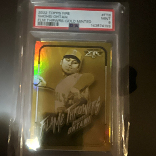 Topps 2022 Fire Shohei Ohtani Flame Throwers Gold Minted FT-8 PSA 9