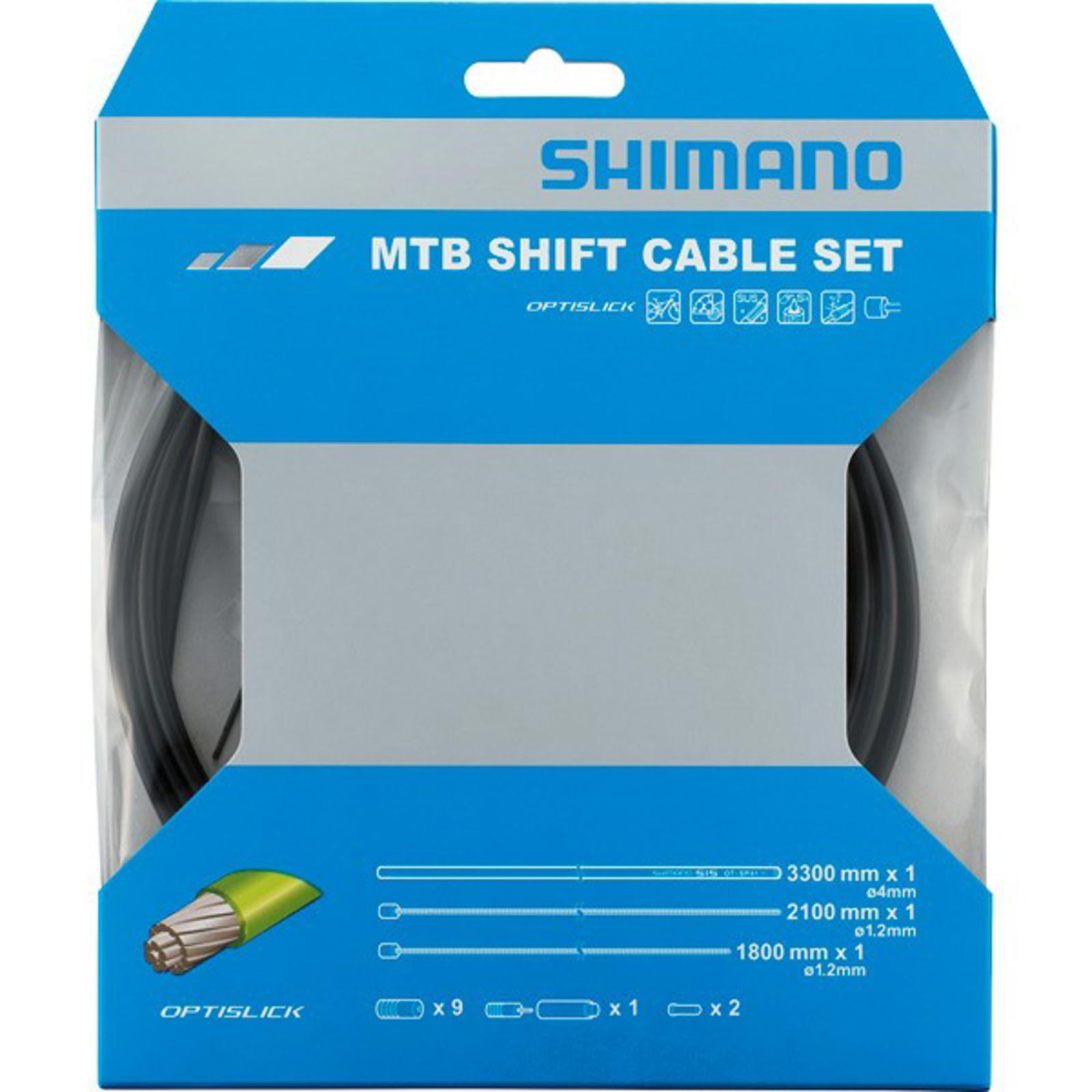 Shimano MTB gear cable set - OPTISLICK coated stainless steel inners in black