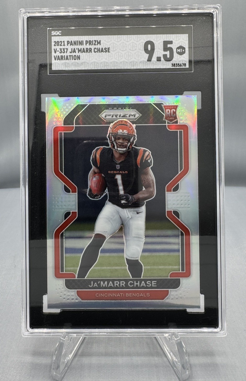 2021 Panini Prizm #V-337 - Ja'Marr Chase RC Silver Prizm SP Variation - SGC 9.5