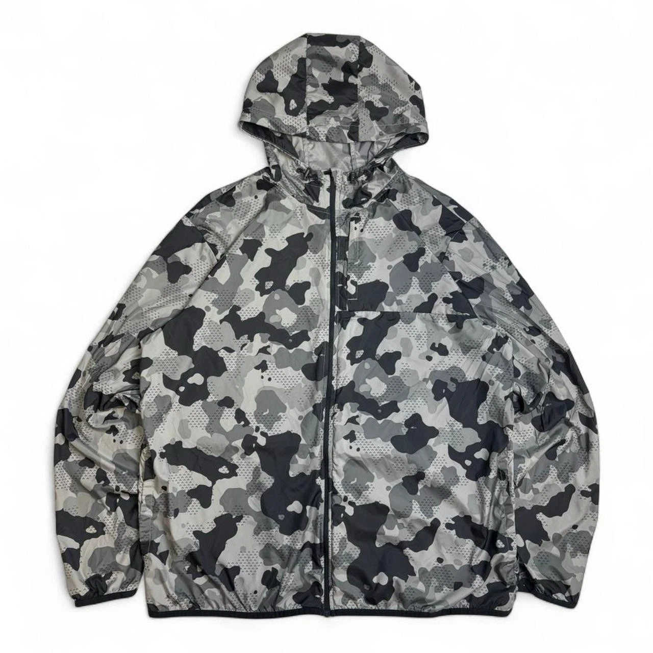 Men’s Grey Russel Athletic Camo Windbreaker Jacket Large