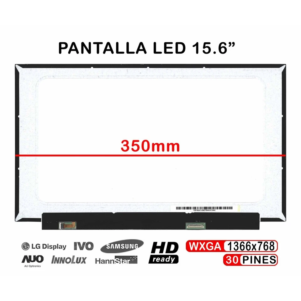 VER DESCRIPCIÓN PANTALLA LED MATE MATE DE 15.6" PARA PORTÁTIL B156XTN08.1 HW0A NT156WHM-N49 NT15