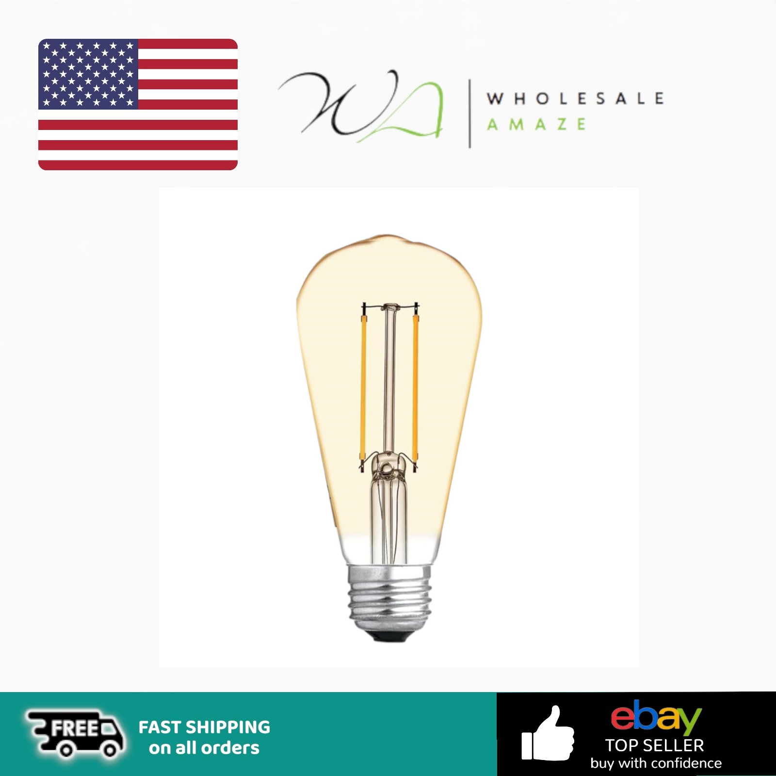 GE Vintage Style LED Light Bulbs, 60 Watt, Amber Finish, ST19 Edison Style Bulbs