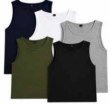 Men's Cotton Tank Top Sleeveless Vest Shirt Casual Gym Workout Undershirt