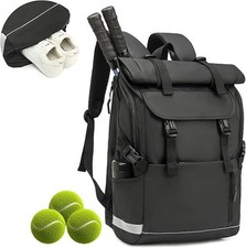 Tennistasche Herren & Damen Tennis Rucksack mit Schuhfach schwarz