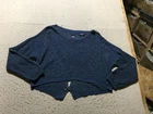 Express Sweater Womens M Medium Blue Knit Long Sleeve Sexy Open Back