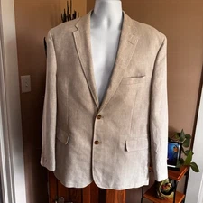 Jos. A. Bank Reserve Jacket Blazer Beige Men’s  XL Linen Cotton Beachy Preppy