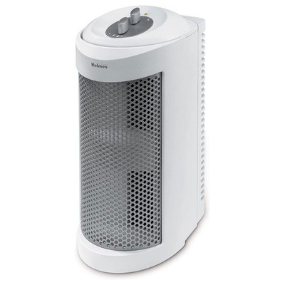 Holmes True HEPA Allergen Remover Mini Tower Air Purifier with Small, White