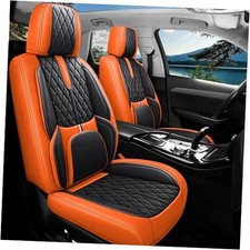 Comfortable Leather Auto Car Seat Covers Front  Rear Seat Black  Orange
