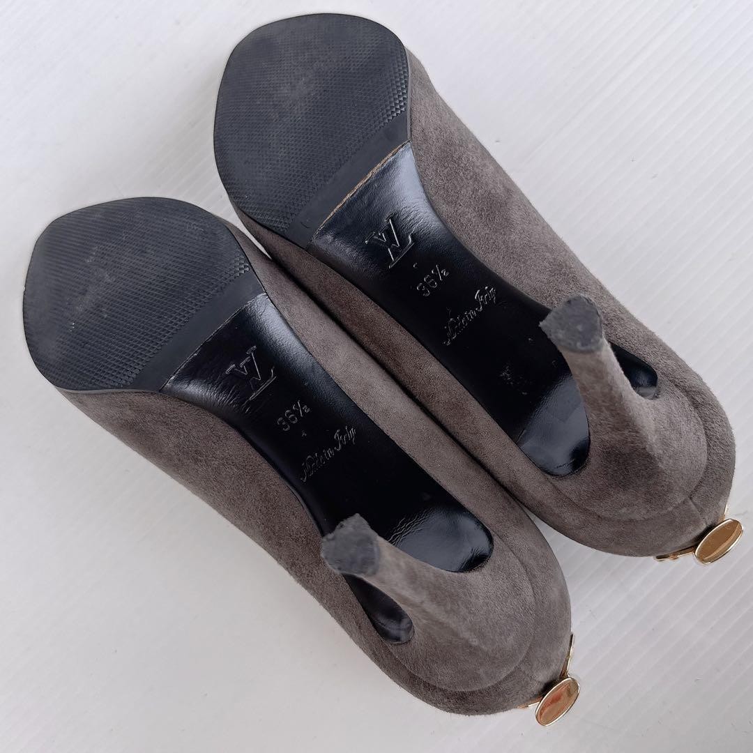 Louis Vuitton Shoes Pumps Heel EU 36.5 US 6.5 Suede Leather Greige Authentic thumbnail 11