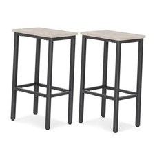 Bar Stools Set of 2 Counter Height Bar Stools Backless 26 Inches Grey Wood