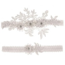 Blue White Wedding Garters Set Lace Bridal Stretchy Floral Leg Garter For Bride