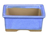 Rechteckige Japanische Morrisan-Bonsaischale Aus Blau Glasiertem Steinzeug 9X7X3