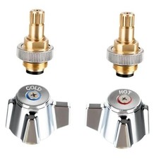 4" Brass Faucet Handle Cartridge Replacement Kit with Stem - A Pair