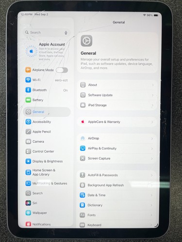 Apple iPad Mini 6th Gen 64GB, 8.3 in Wi-Fi Purple- Cracked
