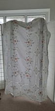 Vintage White Cotton Embroidered Bedspread Throw Double Cottagecore Handfinished
