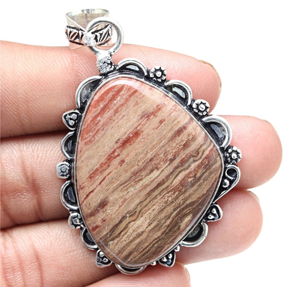 Handmade Jasper Gemstone Antique Necklace 2.5 Inches-image