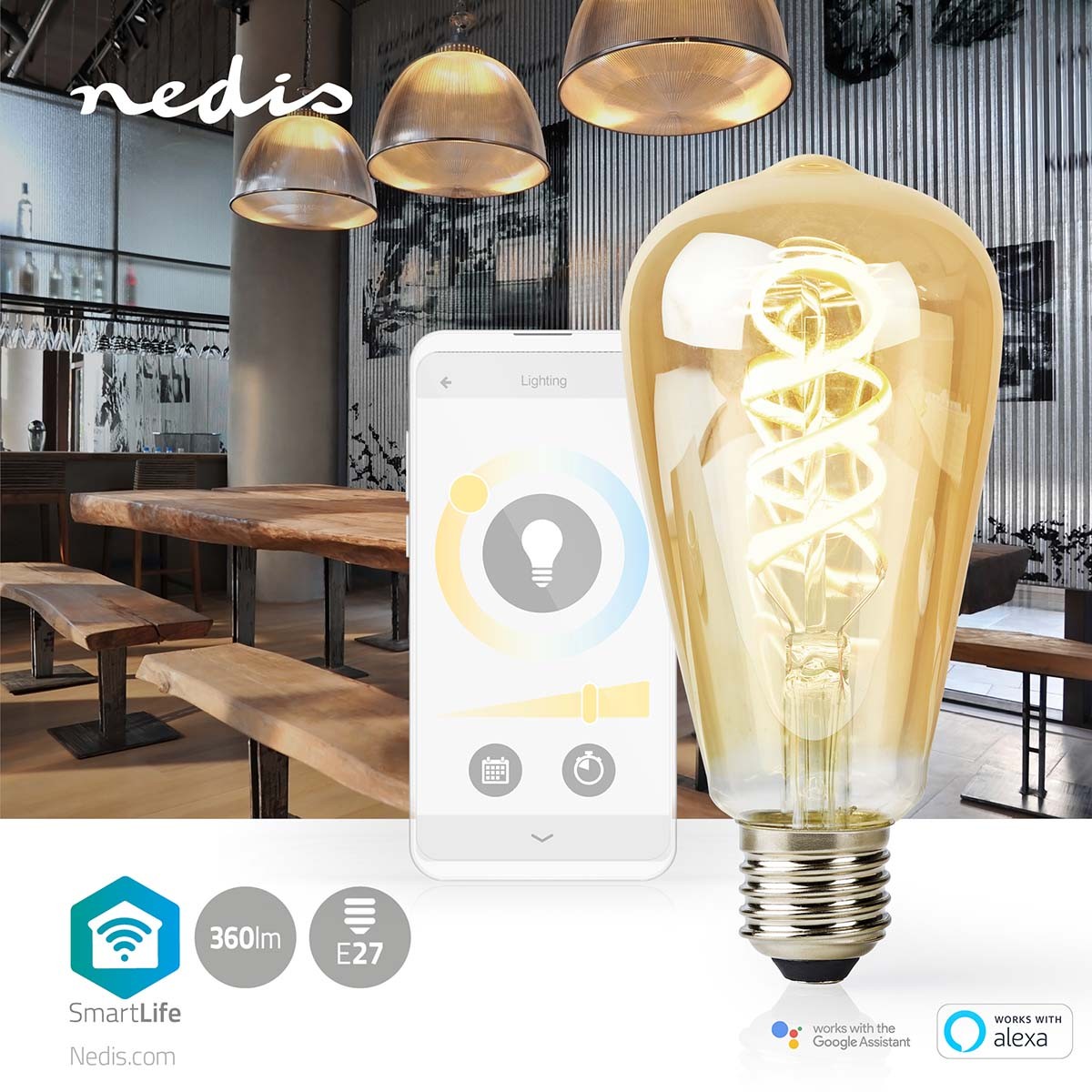Ampoule intelligente E27 LED ST64 à intensité variable via application SmartLife