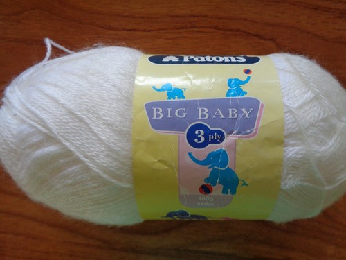 PATONS BIG BABY 3PLY YARN - WHITE - 100GMS
