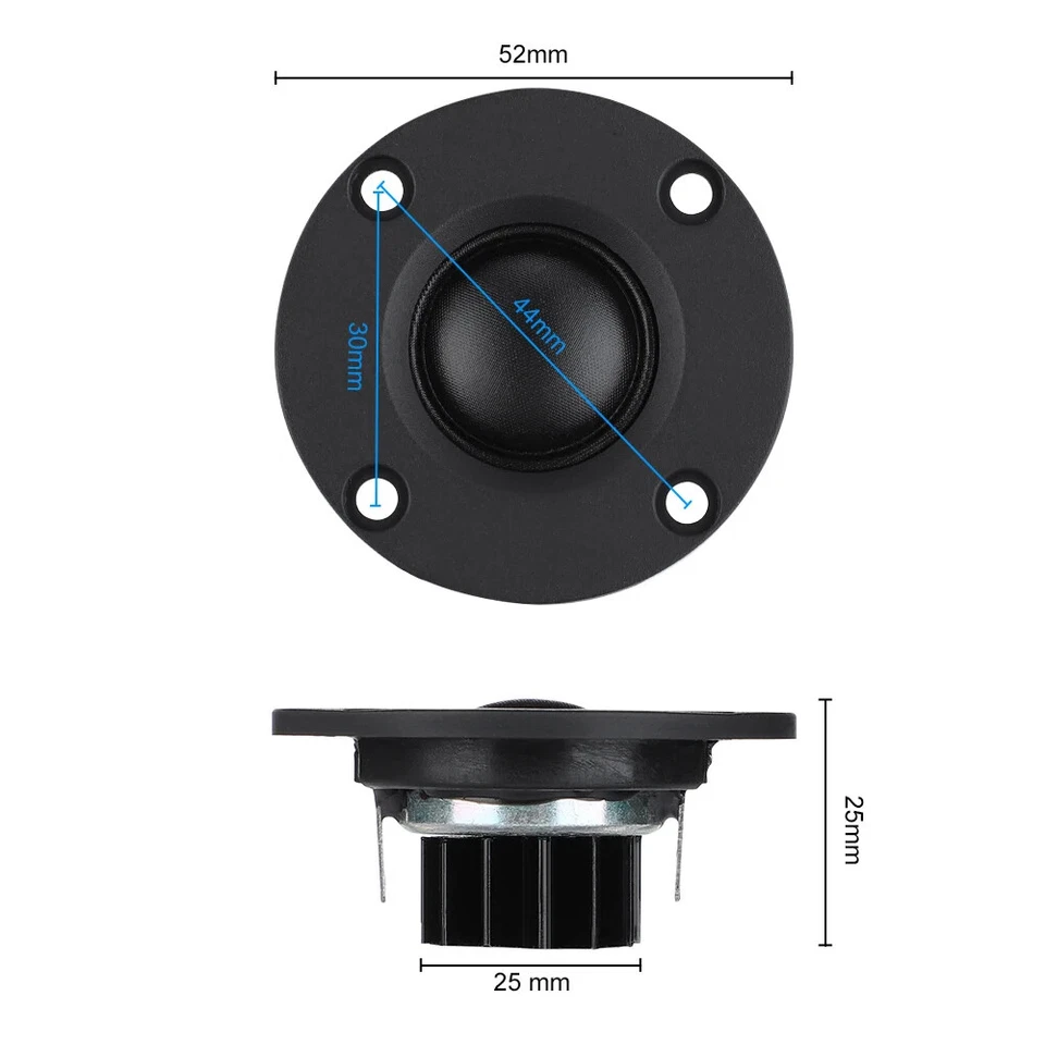 2 pezzi 52 mm altoparlanti audio portatili 6 ohm 30 W cupola pellicola seta tweeter ABS alti - Immagine 4 di 4