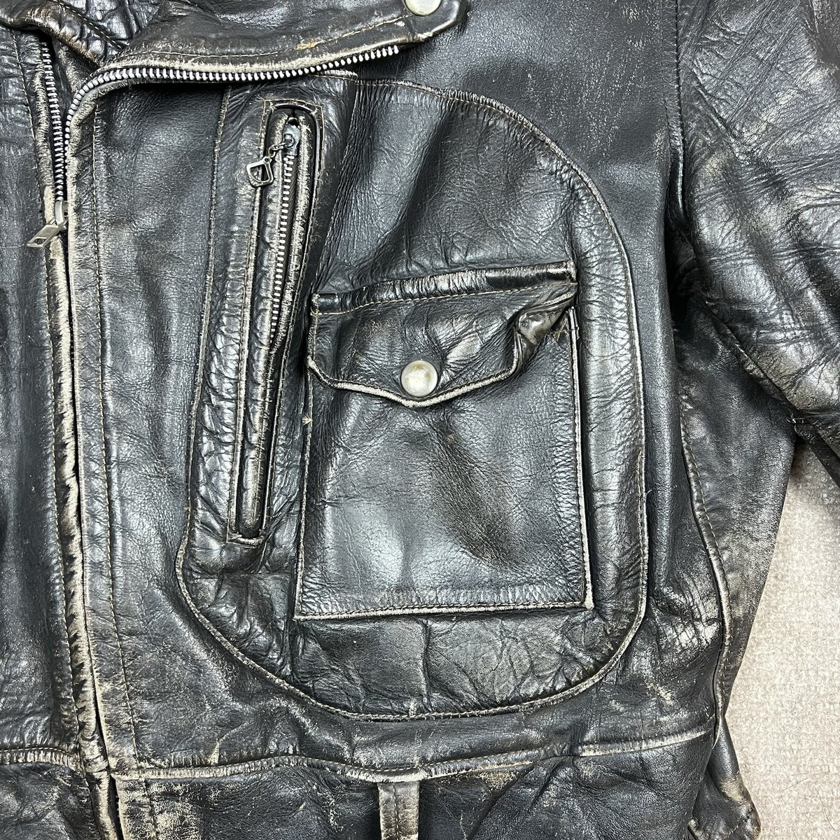 Vintage 50s Hercules Horsehide Leather Motorcycle Jacket D