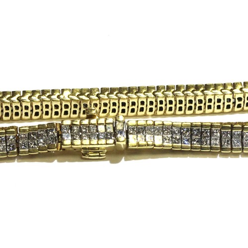 18k Gelbgold 5ct VS1 G Princess Diamant Tennis Armband 31g Unikat 7 3/4" - Bild 3 von 10