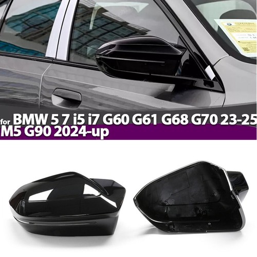 Gloss Black Mirror Cover Cap Replacement For BMW 5 7 Series G60 G61 G68 G90 2023