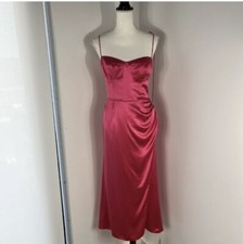 Reformation Marguerite Silk Dress Size 10 Hot Pink Midi NWT $298