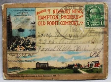 NEWPORT NEWS VIRGINIA  SOUVENIR POSTCARD FOLDER ALBUM OF 16 COLOR VIEWS 1910s