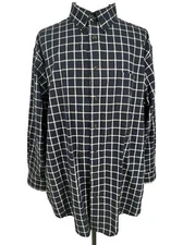 Roundtree & Yorke 2XB Blue White Plaid Portuguese Flannel Shirt NEW