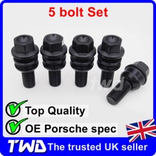 5x SCHWARZE RADSCHRAUBEN - PORSCHE BOXSTER 986 987 981 ALU RADMUTTER STEHBOLZEN SET [5F]
