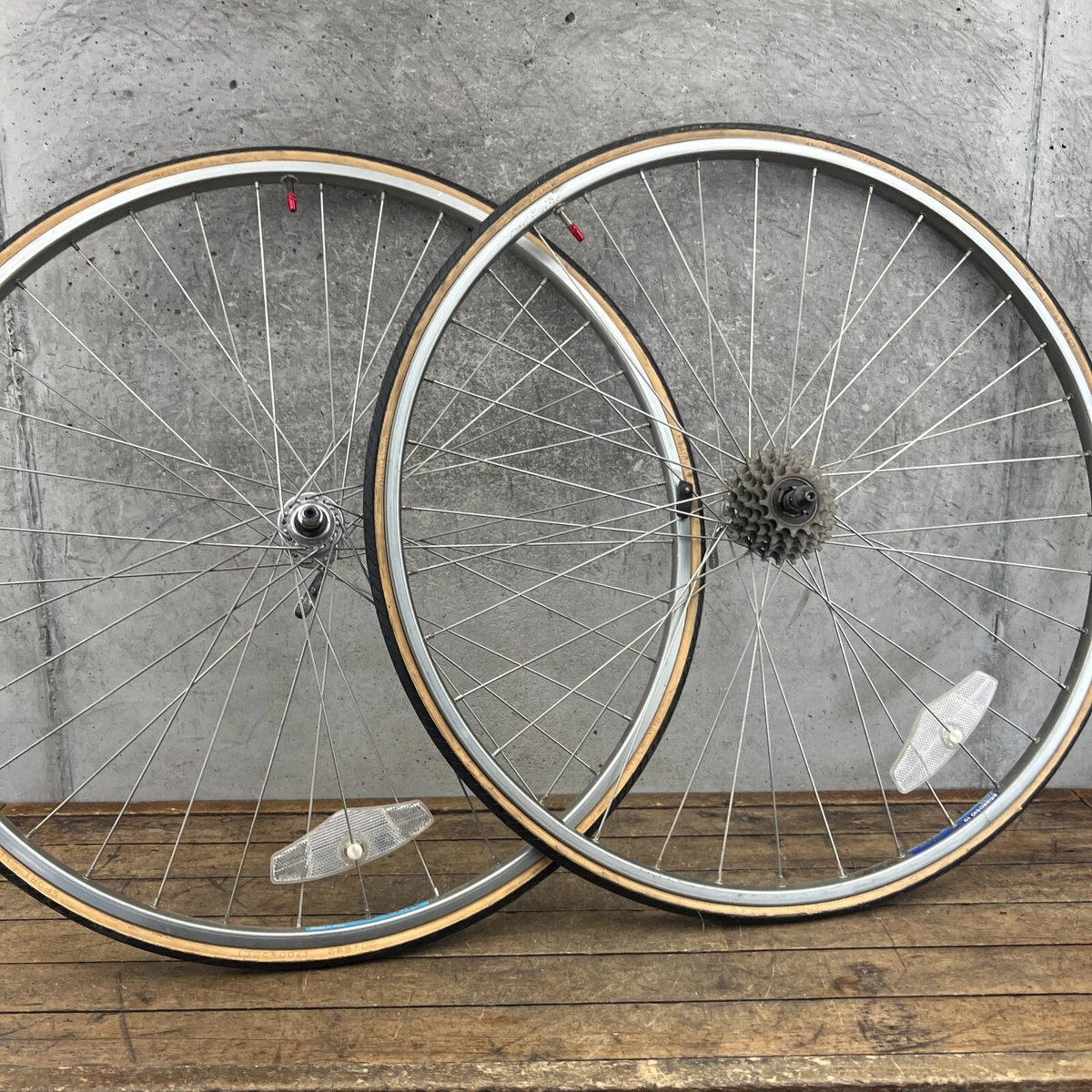 Vintage Ambrosio 700c Wheel Set Miche Touring Hubs Alloy 36 126 Road Bike Italy
