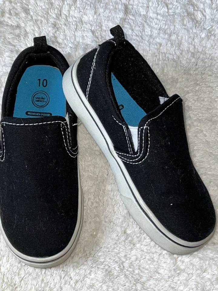 Champion Sandalias Negro Lona Zapatos Sin Cordones Niño Pequeño Niño Zapatos Talla 10 Foto 3 de 4