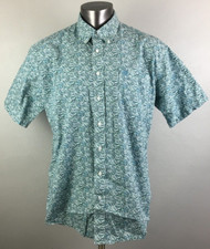 Mens Cinch Western Button Front Shirt Size L Floral Button Front Green Cotton
