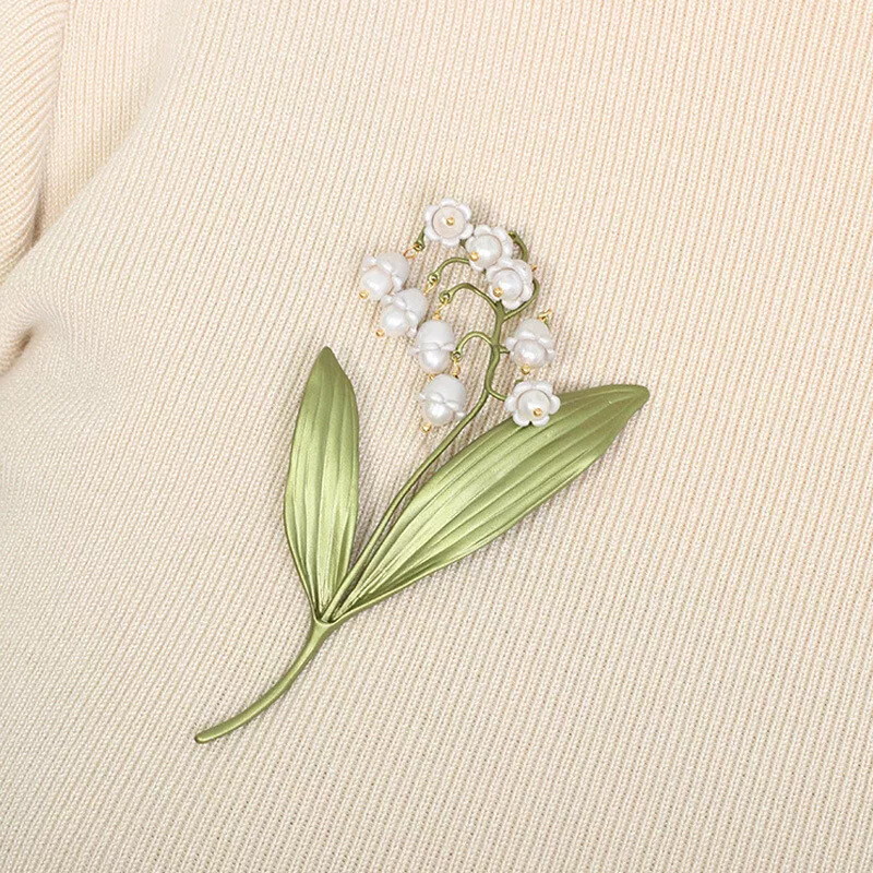 Lily of the Valley Corsage Brooch Pin for Women Vintage Floral Jewelry Accessory